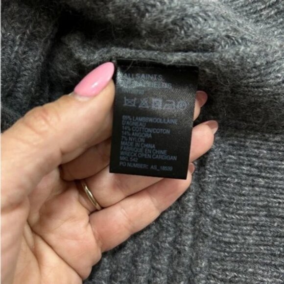 All Saints heavy knit open front cardigan grey women's size M - Picture 8 of 10